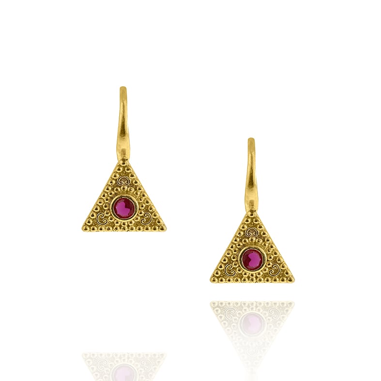 Earrings silver 925 yellow gold plated with zirconia