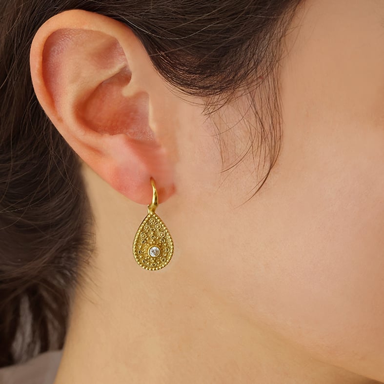 Earrings silver 925 yellow gold plated with zirconia