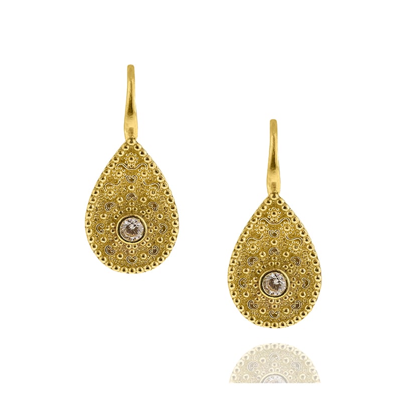 Earrings silver 925 yellow gold plated with zirconia