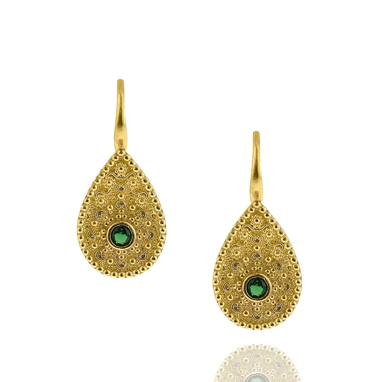 Earrings silver 925 yellow gold plated with zirconia
