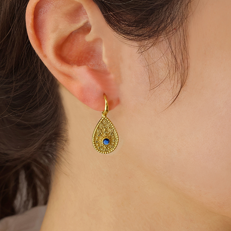 Earrings silver 925 yellow gold plated with zirconia