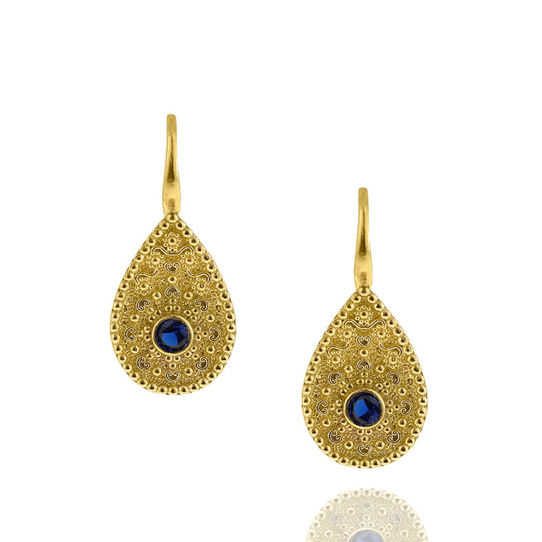 Earrings silver 925 yellow gold plated with zirconia