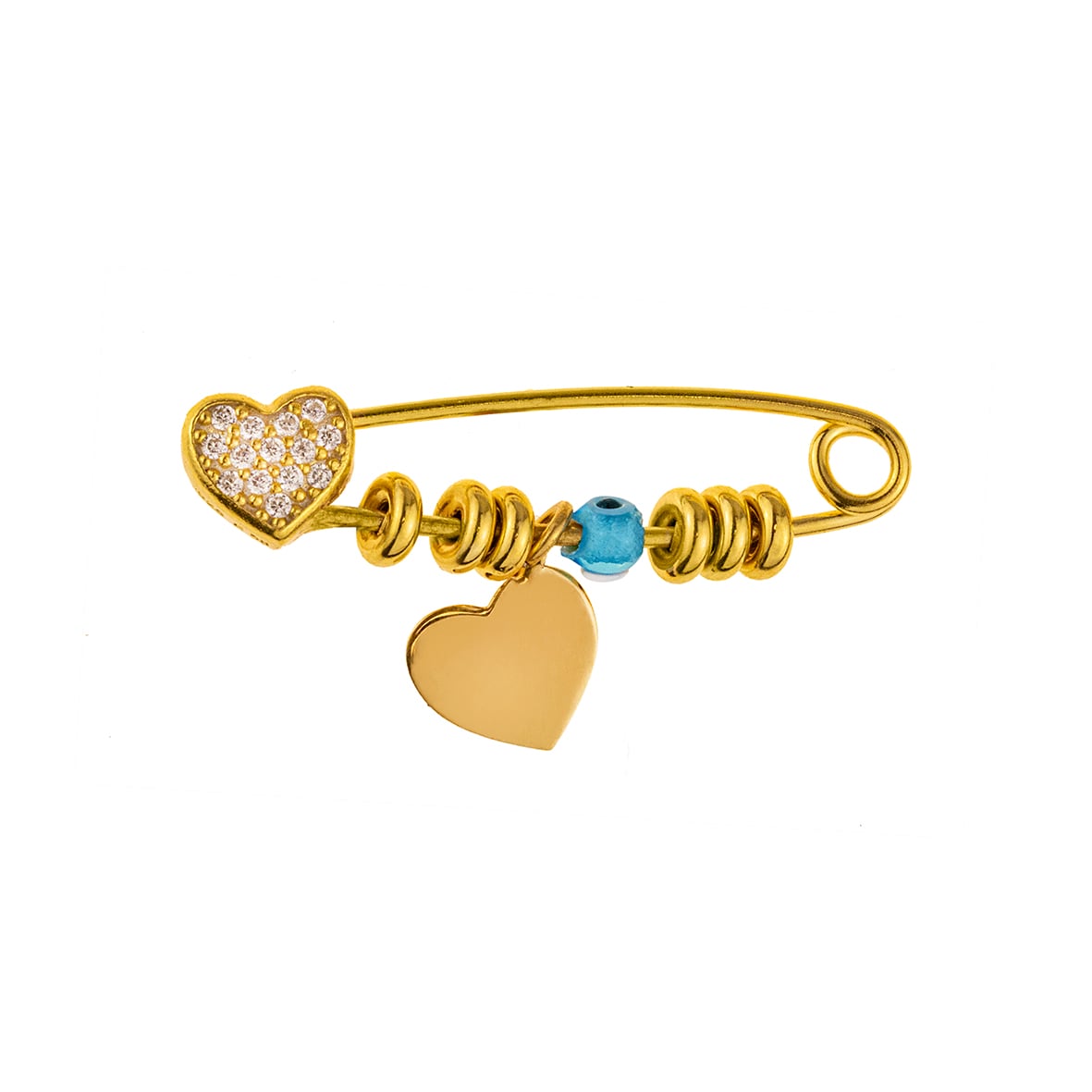 Παραμάνα ασημένια 925 επιχρυσωμένη με κρεμαστά φυλαχτά