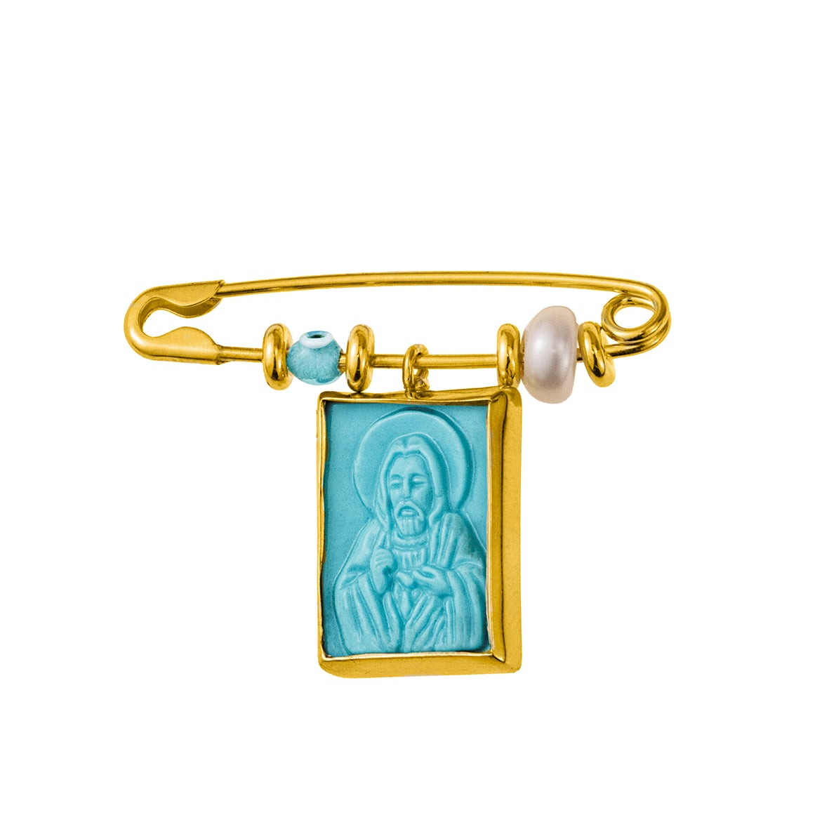 Παραμάνα ασημένια 925 επιχρυσωμένη με κρεμαστά φυλαχτά