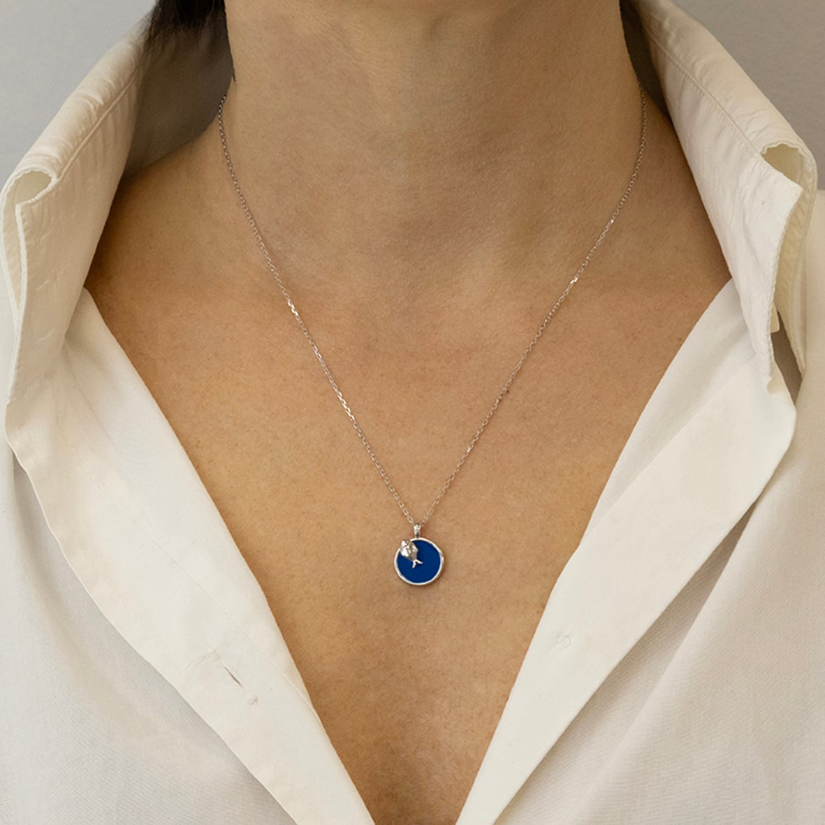 Necklase silver 925 rhodium plated with enamel