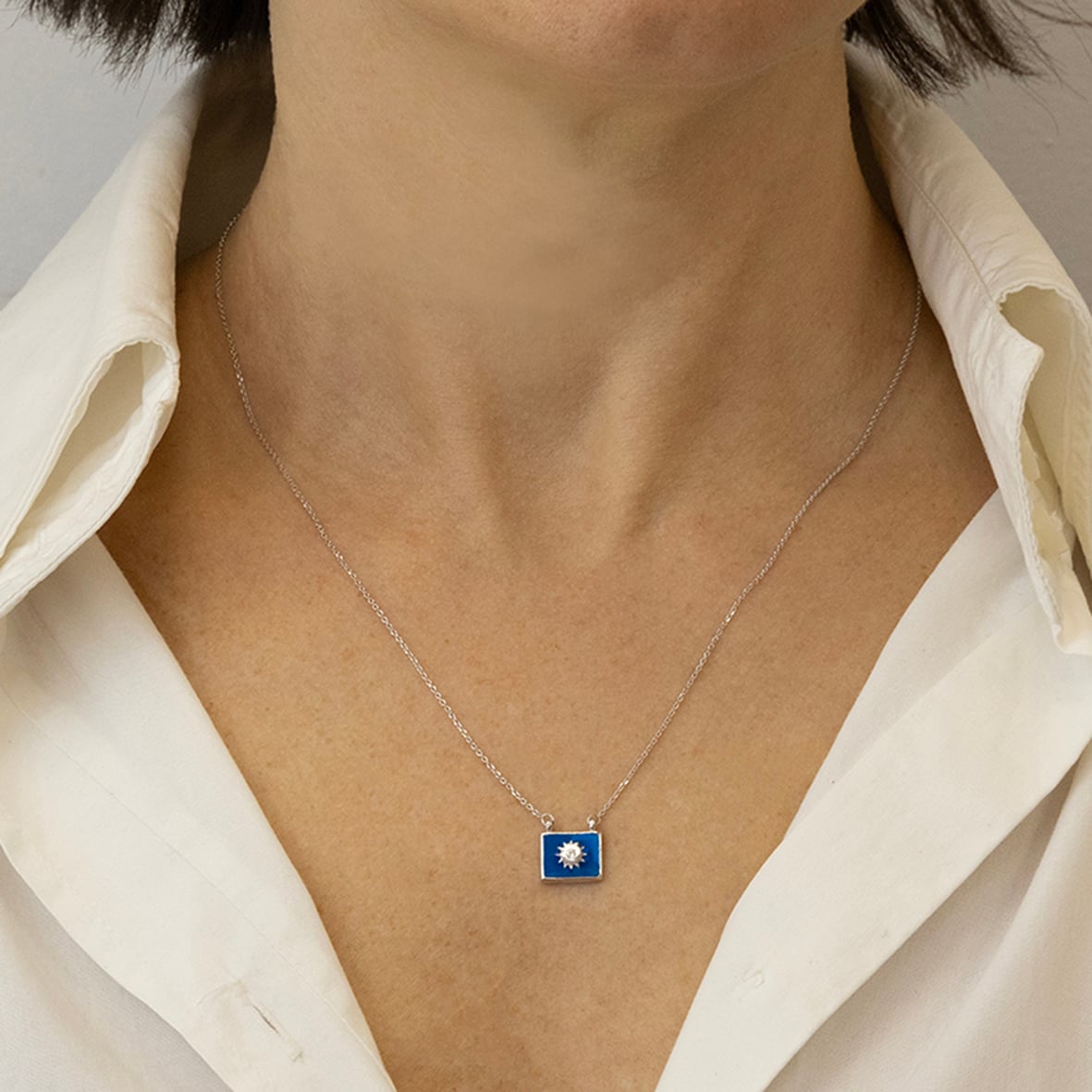 Necklase silver 925 rhodium plated with enamel
