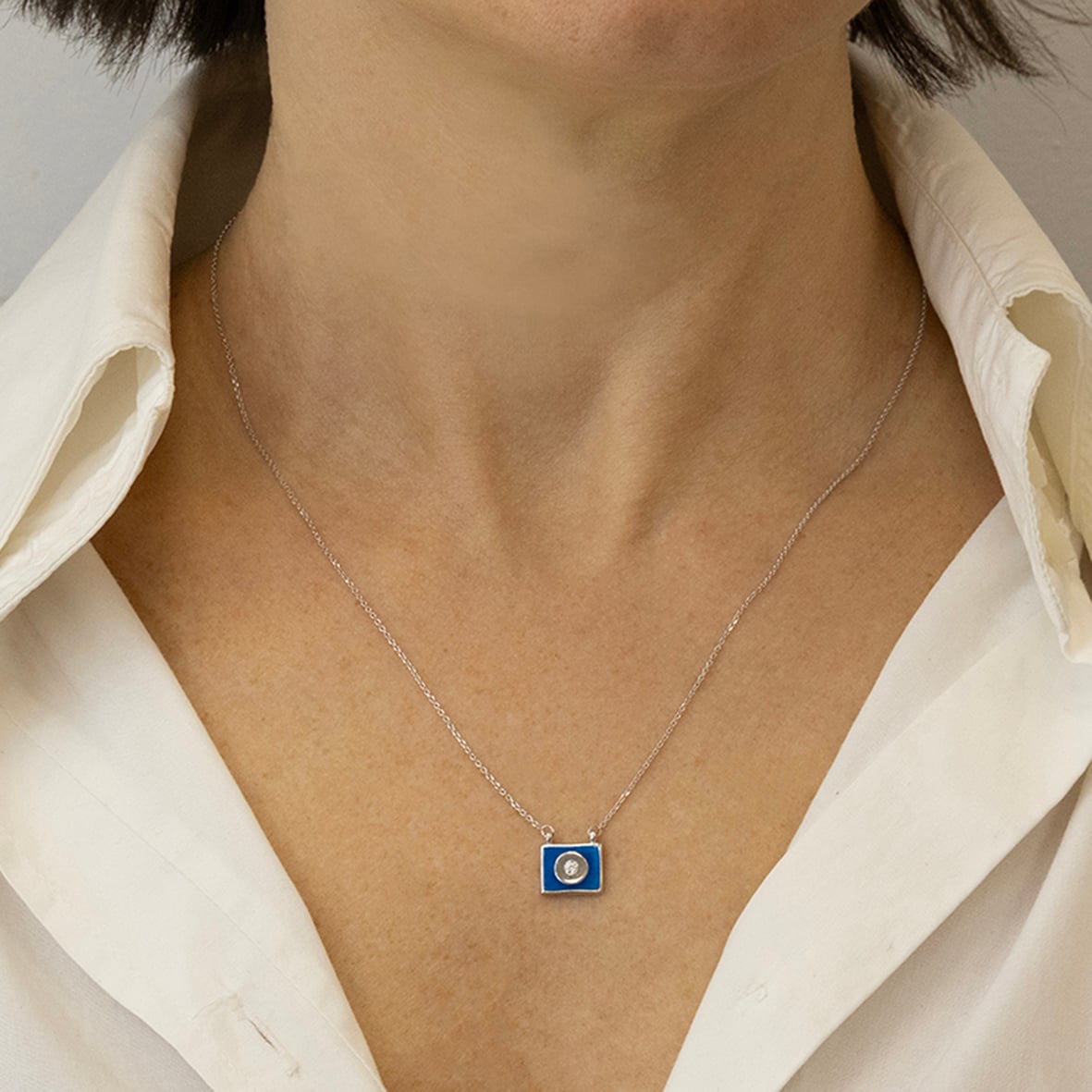Necklase silver 925 rhodium plated with enamel