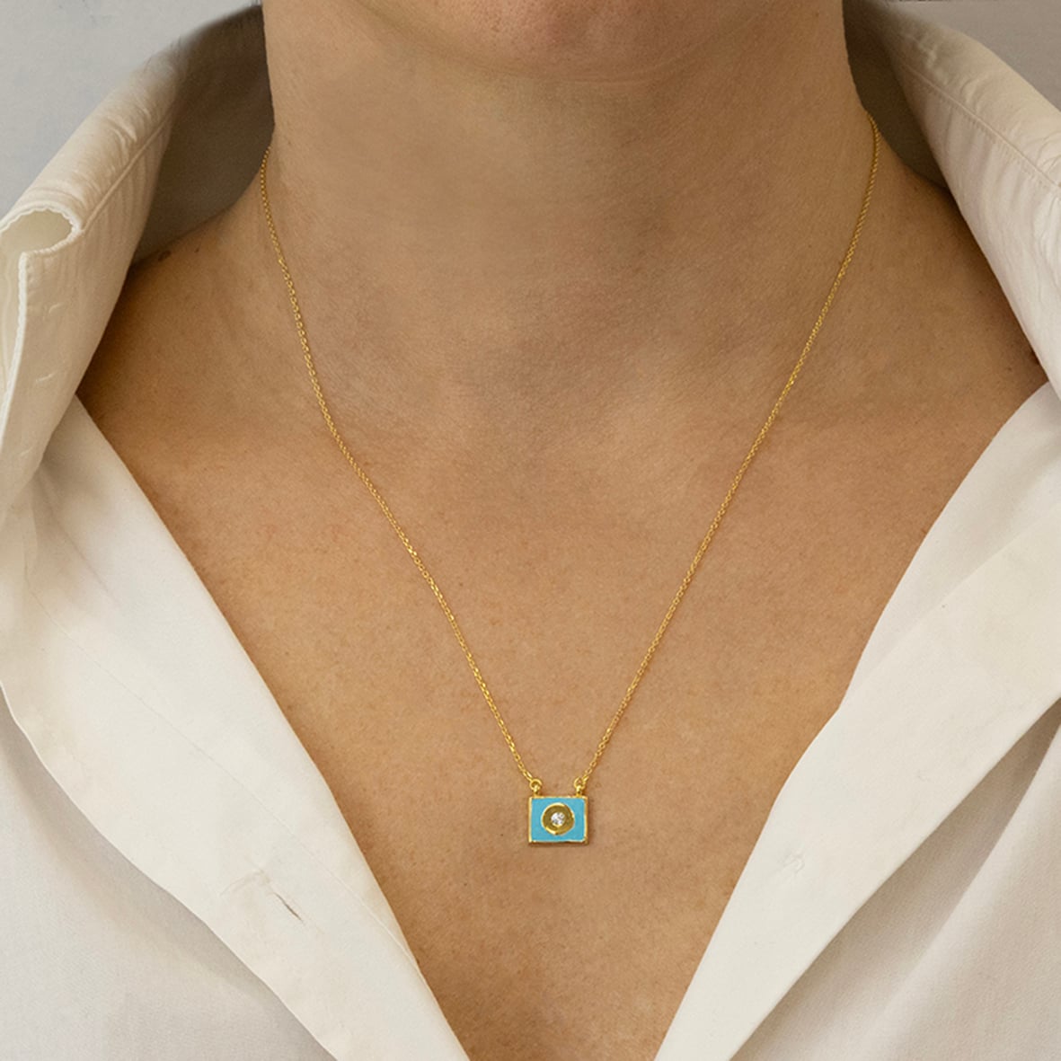 Necklase silver 925 rhodium plated with enamel
