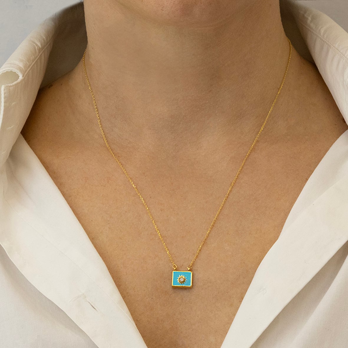 Necklase silver 925 rhodium plated with enamel