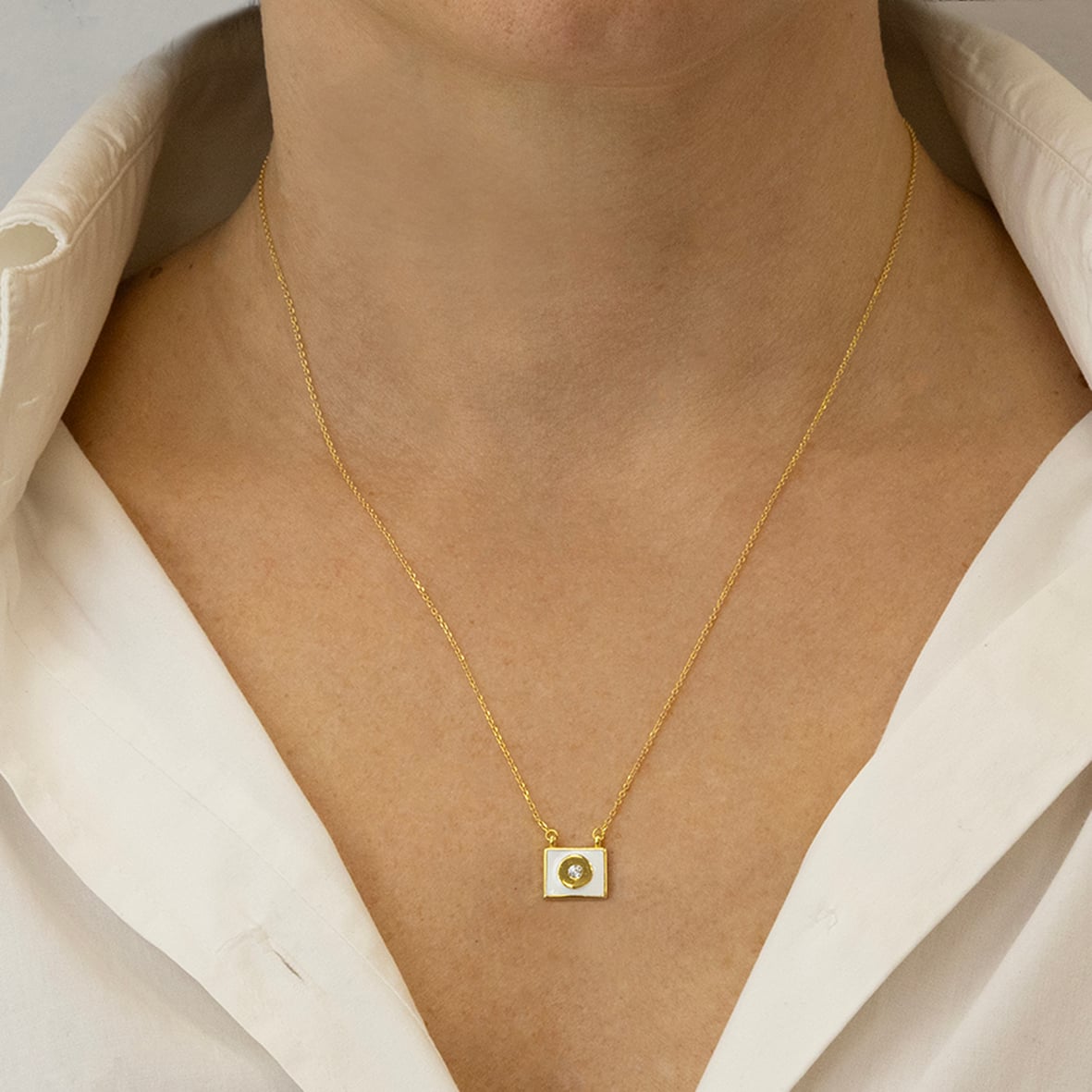 Necklase silver 925 rhodium plated with enamel