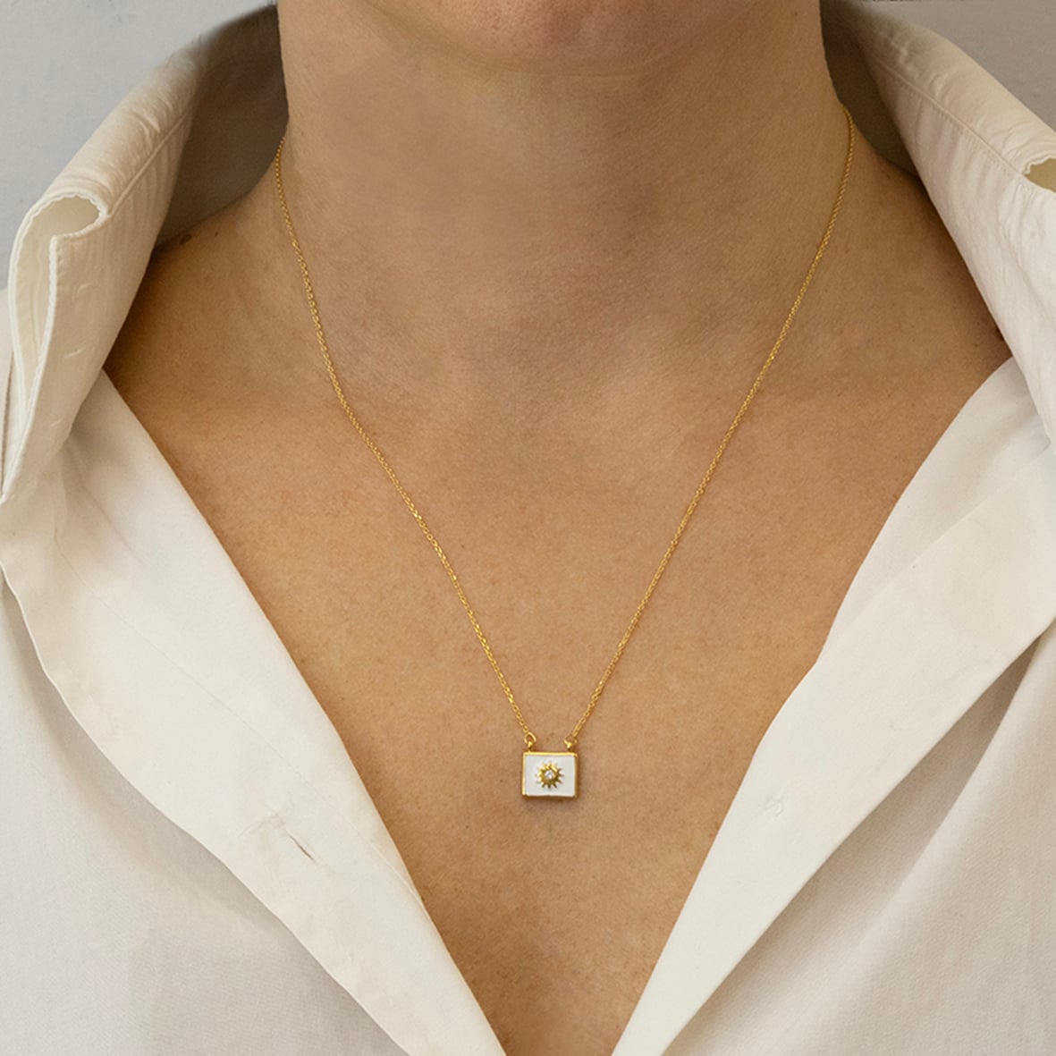 Necklase silver 925 rhodium plated with enamel