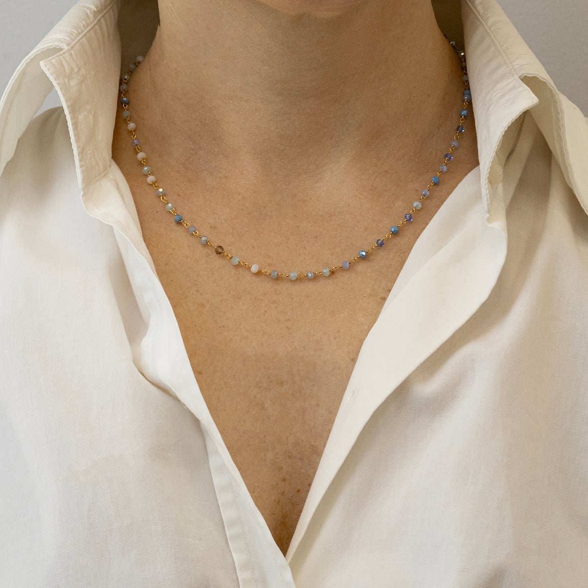 Κολιέ ασήμι 925 επιχρυσωμένο με πέτρες ορυκτές