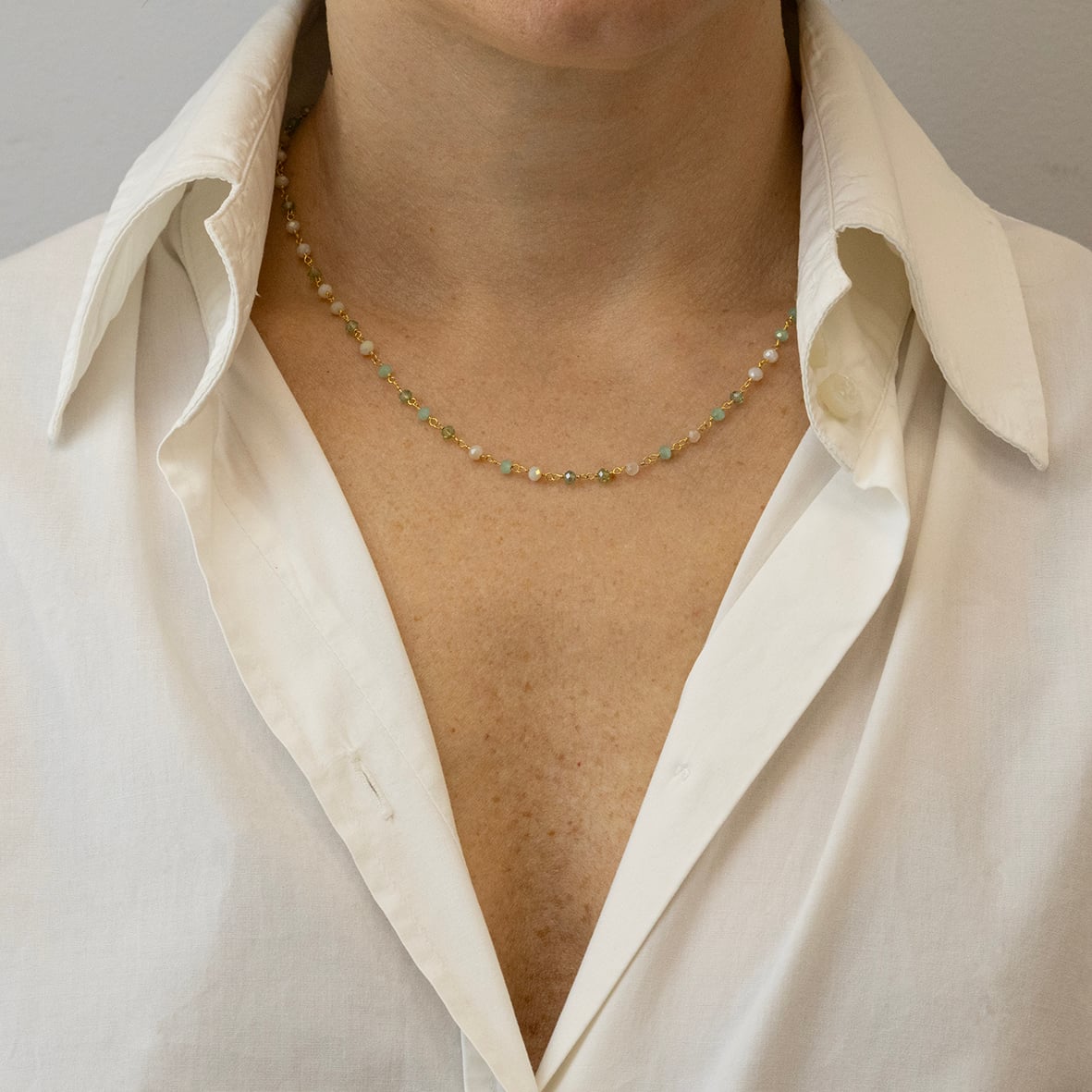 Κολιέ ασήμι 925 επιχρυσωμένο με πέτρες ορυκτές