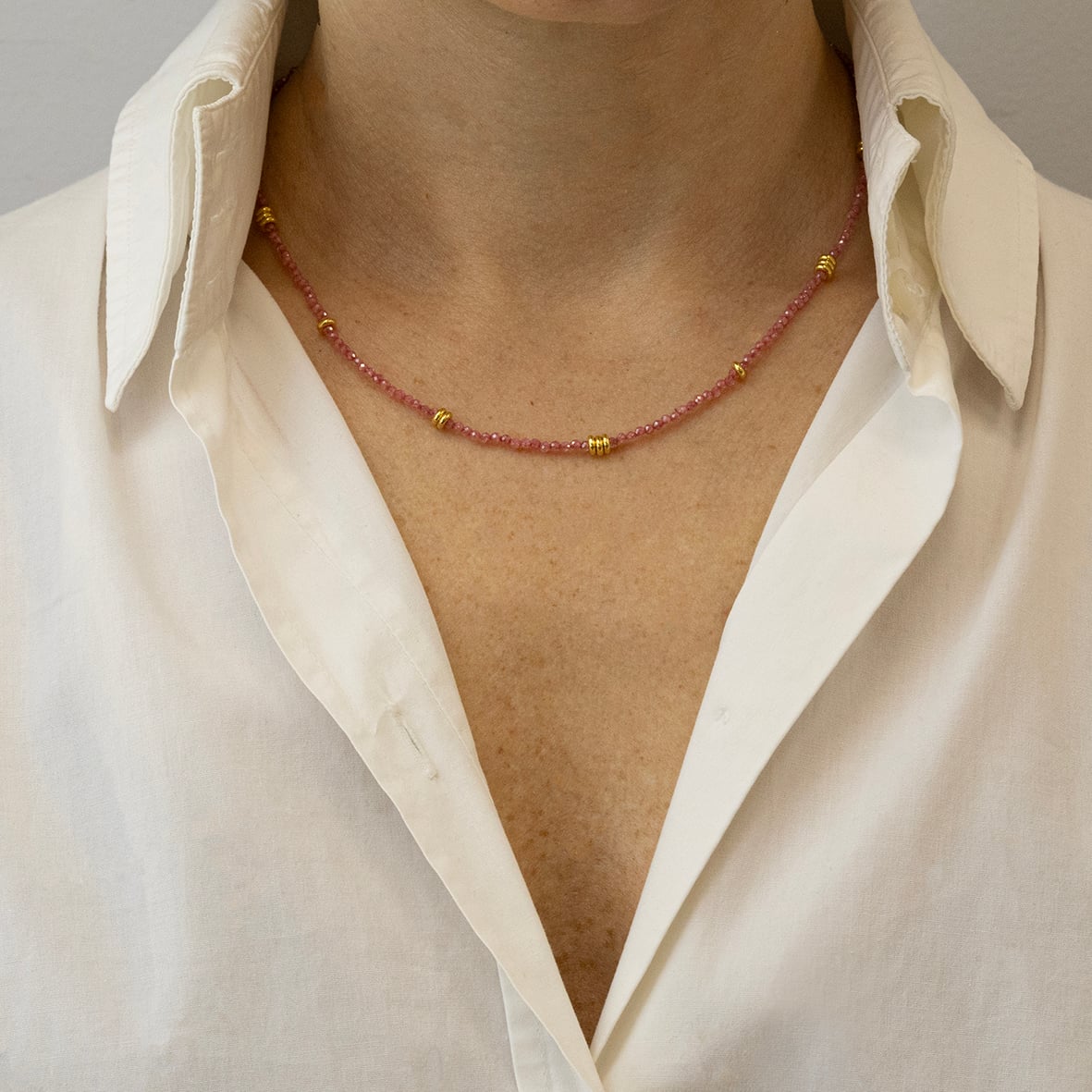 Κολιέ ασήμι 925 επιχρυσωμένο με πέτρες ορυκτές