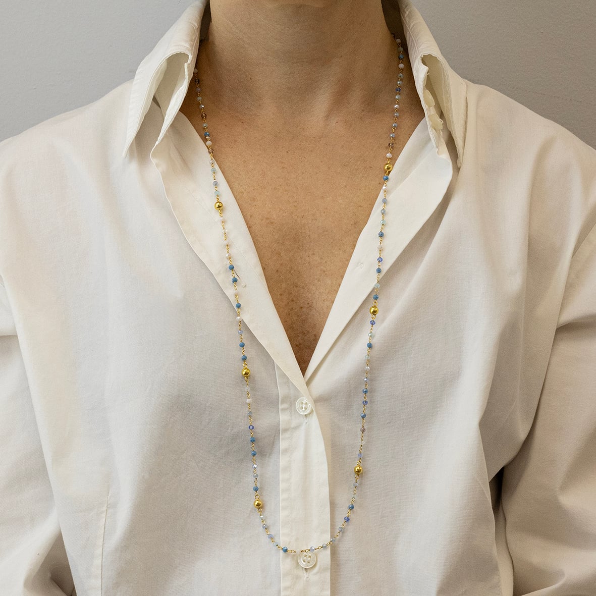 Κολιέ ασήμι 925 επιχρυσωμένο με πέτρες ορυκτές