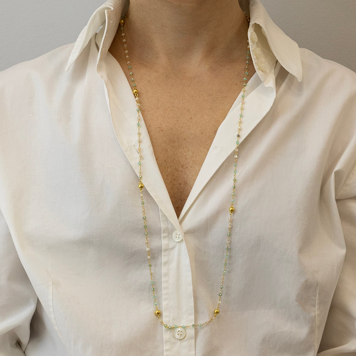 Κολιέ ασήμι 925 επιχρυσωμένο με πέτρες ορυκτές