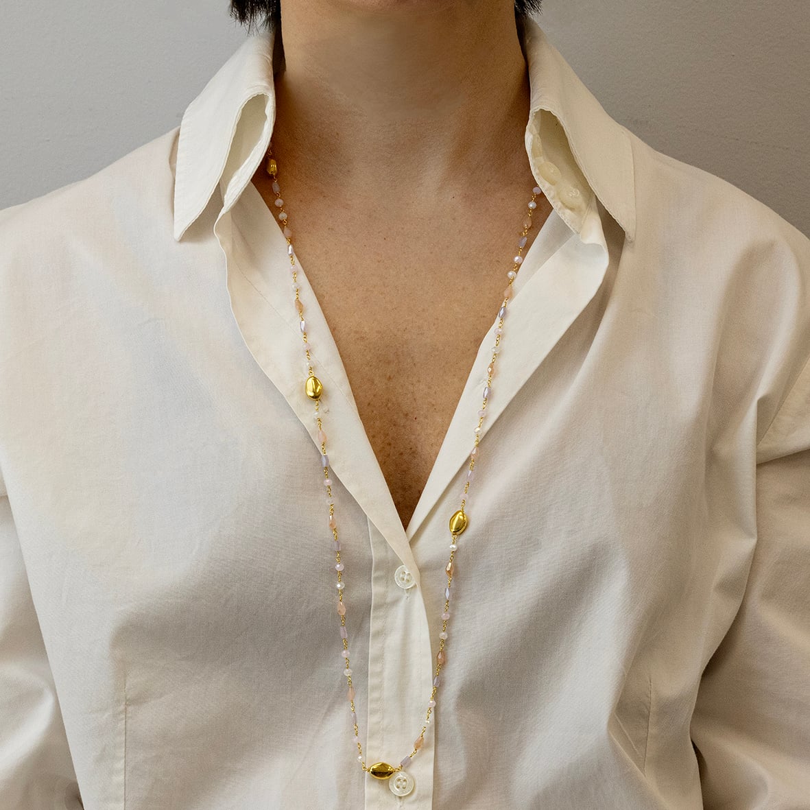 Κολιέ ασήμι 925 επιχρυσωμένο με πέτρες ορυκτές