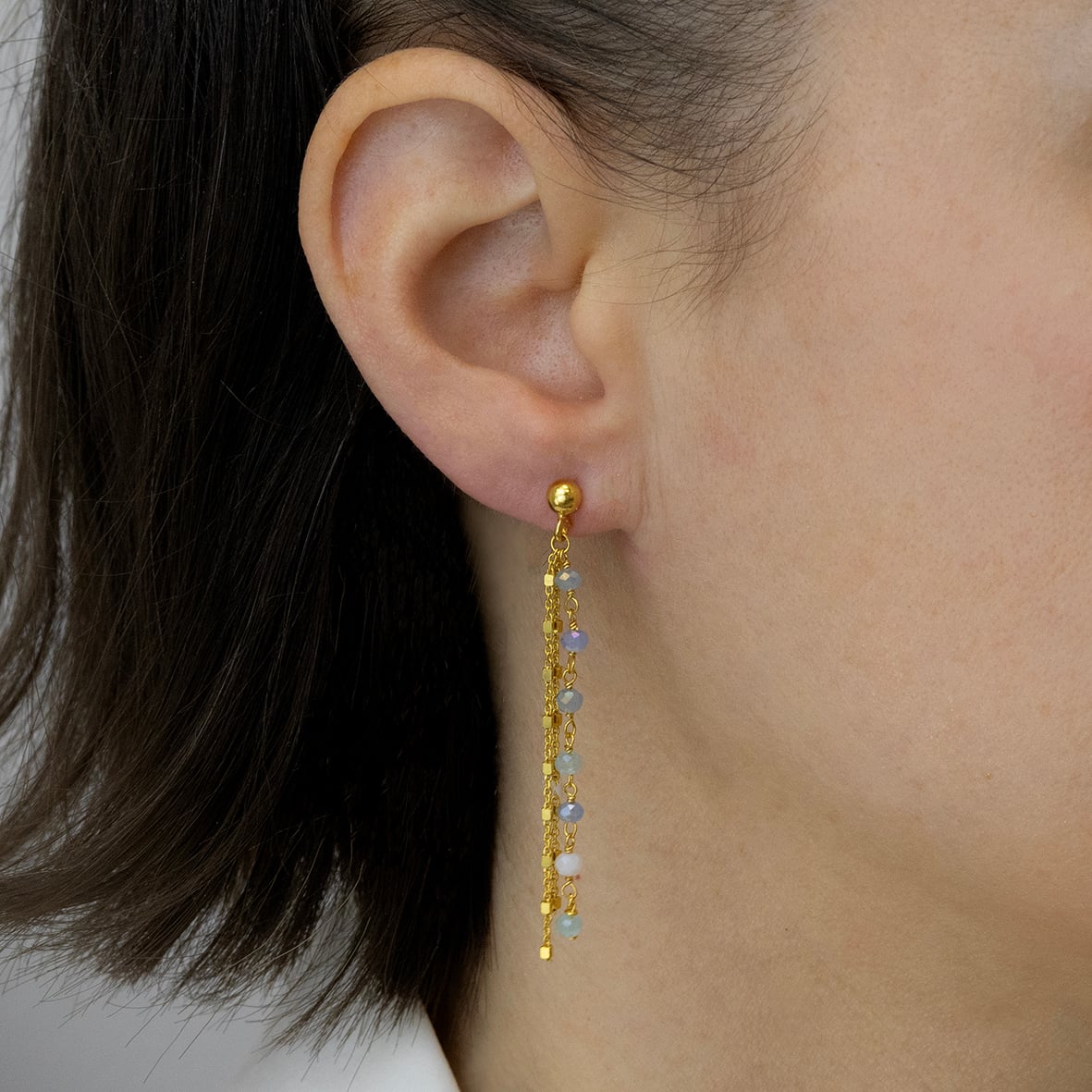 Σκουλαρίκια ασήμι 925 επιχρυσωμένα με πέτρες ορυκτές