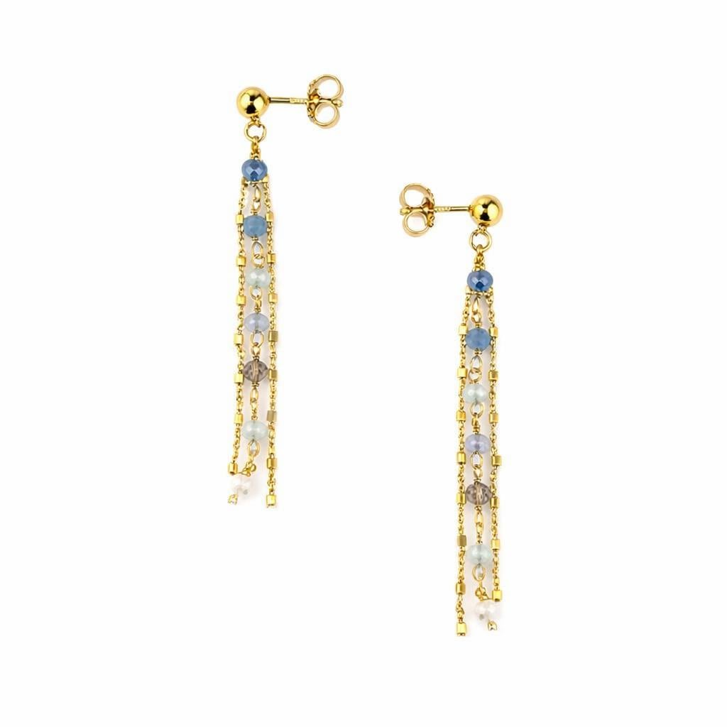 Σκουλαρίκια ασήμι 925 επιχρυσωμένα με πέτρες ορυκτές