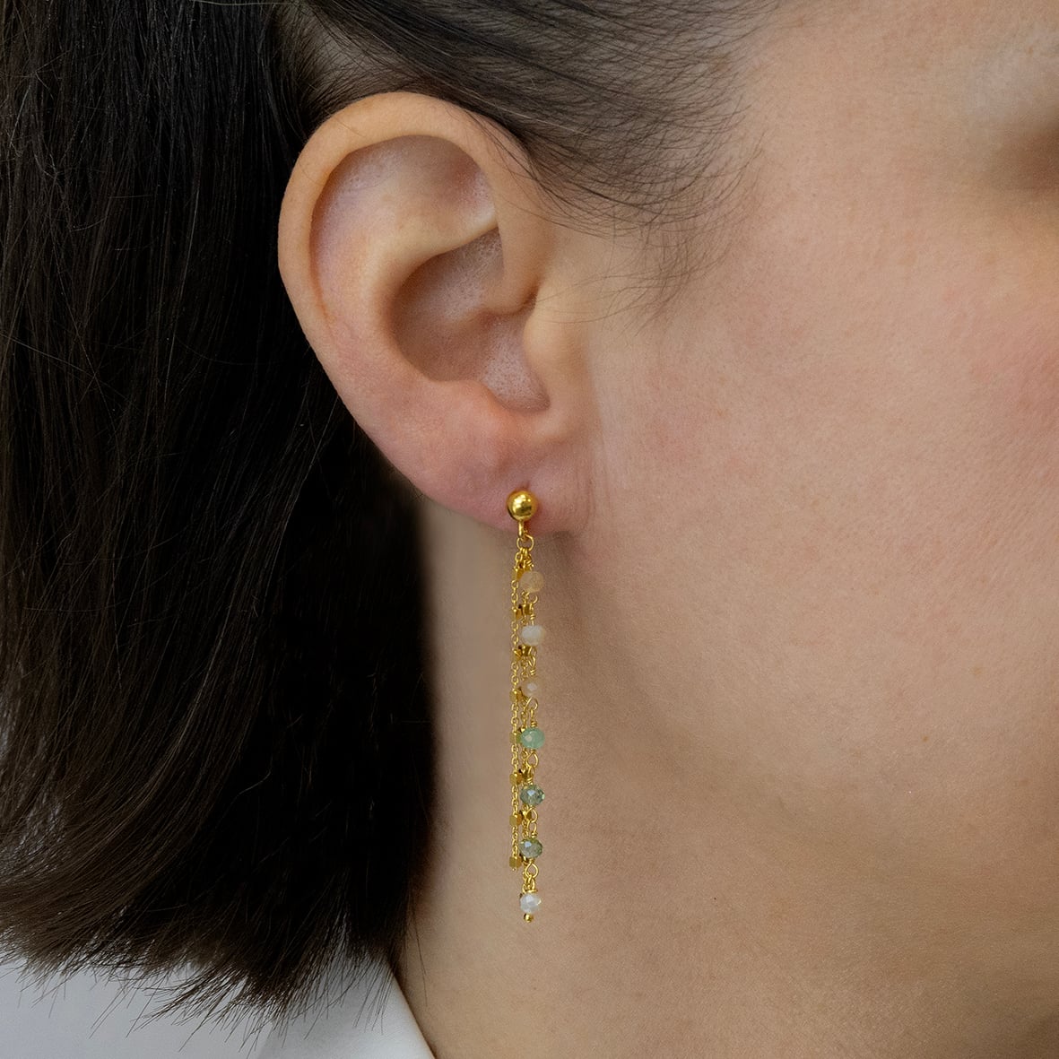 Σκουλαρίκια ασήμι 925 επιχρυσωμένα με πέτρες ορυκτές