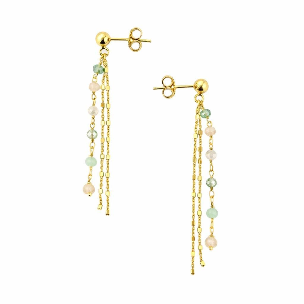 Σκουλαρίκια ασήμι 925 επιχρυσωμένα με πέτρες ορυκτές