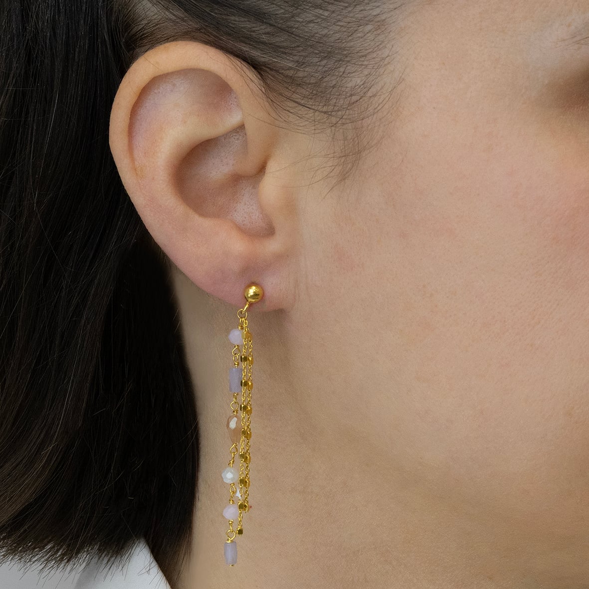 Σκουλαρίκια ασήμι 925 επιχρυσωμένα με πέτρες ορυκτές