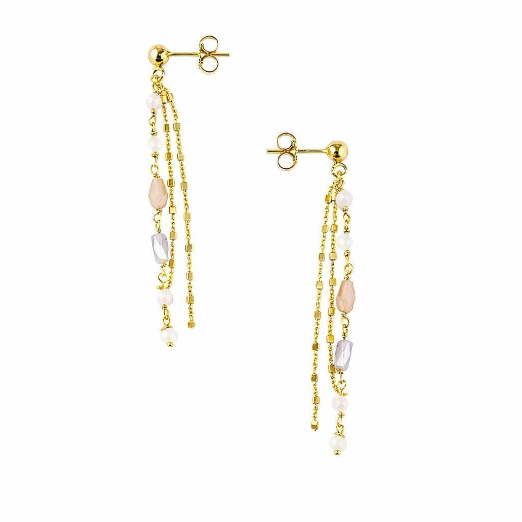 Σκουλαρίκια ασήμι 925 επιχρυσωμένα με πέτρες ορυκτές