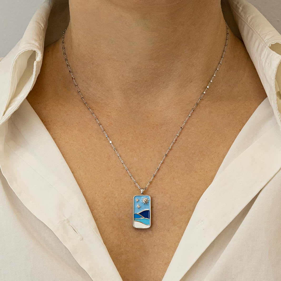 Necklase silver 925 rhodium plated with enamel