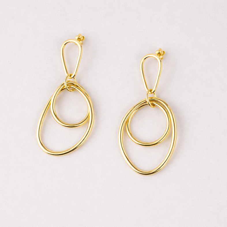 Σκουλαρίκια από ορείχαλκο με επιχρύσωση 18 καρατίων