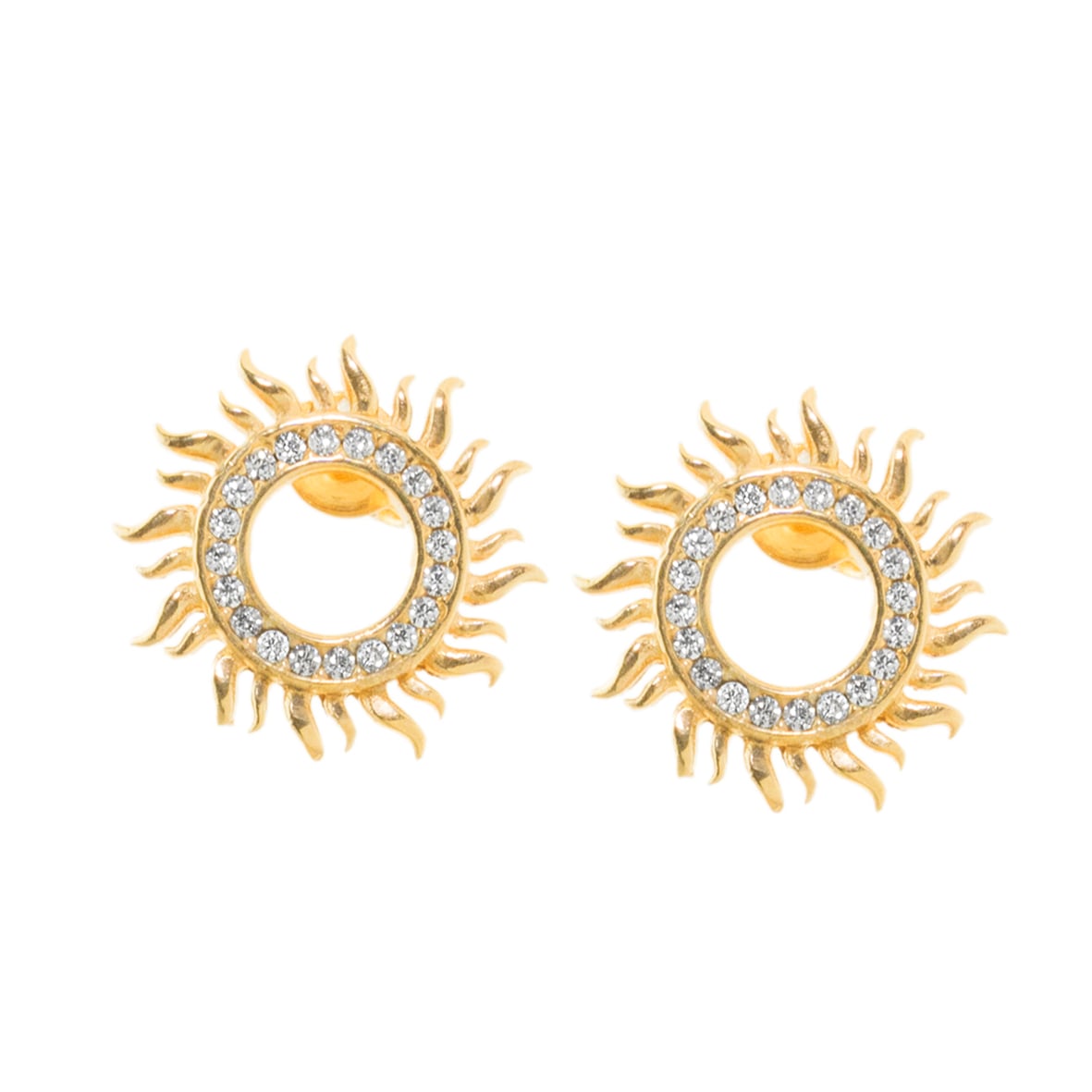 Yellow gold plated 18ct brass earings with zirconia