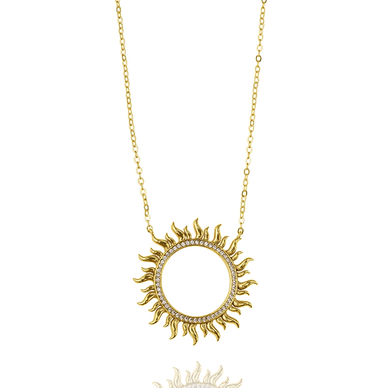Yellow gold plated 18ct brass necklase with zirconia