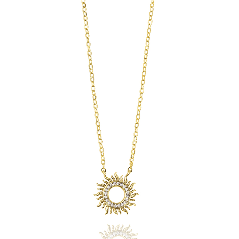 Yellow gold plated 18ct brass necklase with zirconia