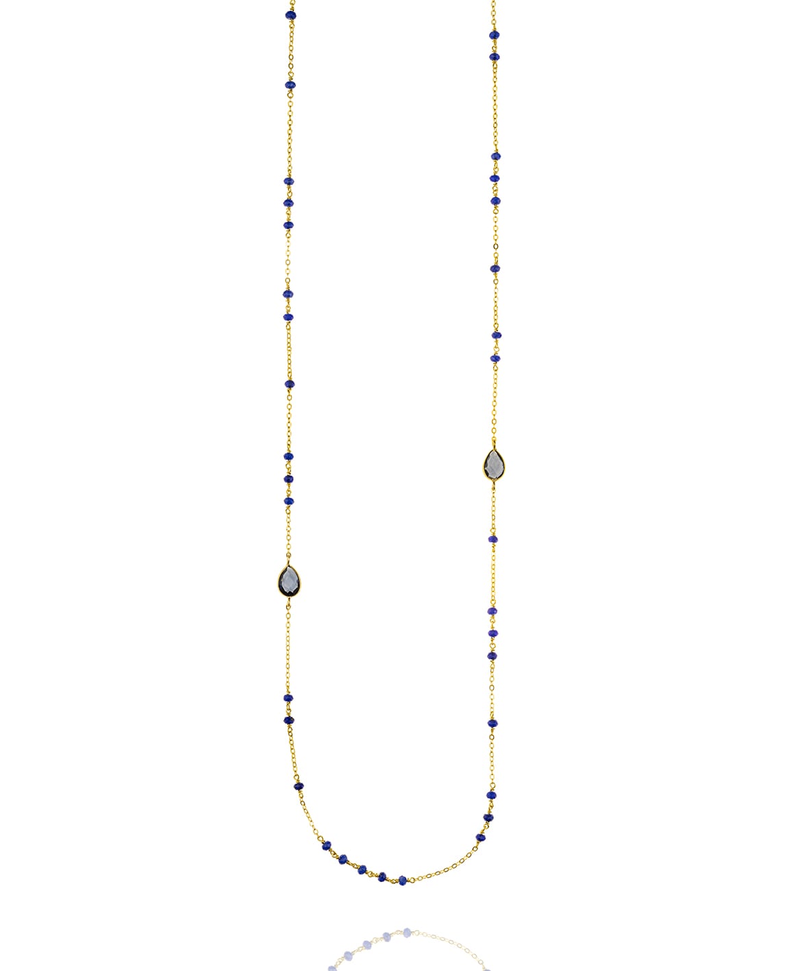 Κολιέ από ορείχαλκο με επιχρύσωση 18 καρατίων με χρωματιστές πέτρες