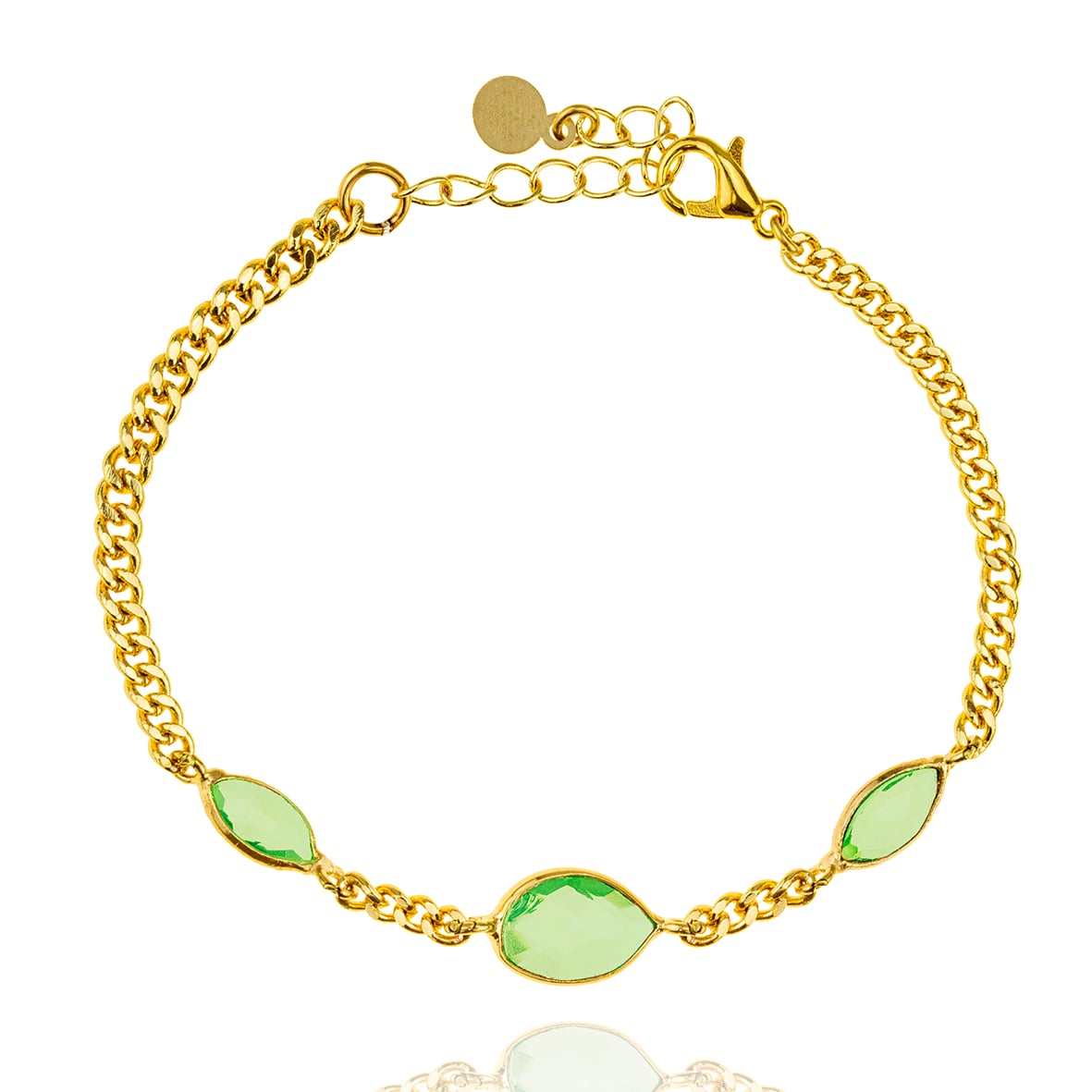 Βραχιόλι από ορείχαλκο με επιχρύσωση 18 καρατίων με διάφανες πέτρες