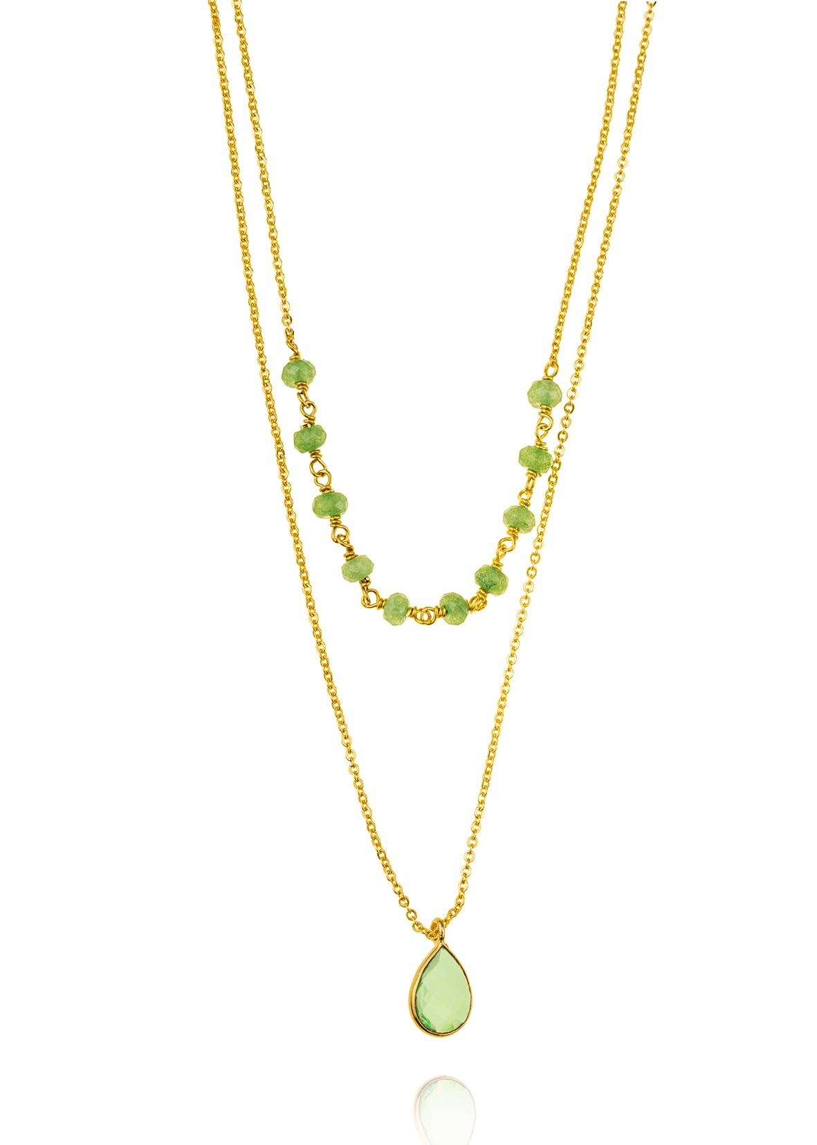 Κολιέ από ορείχαλκο με επιχρύσωση 18 καρατίων με διάφανες πέτρες