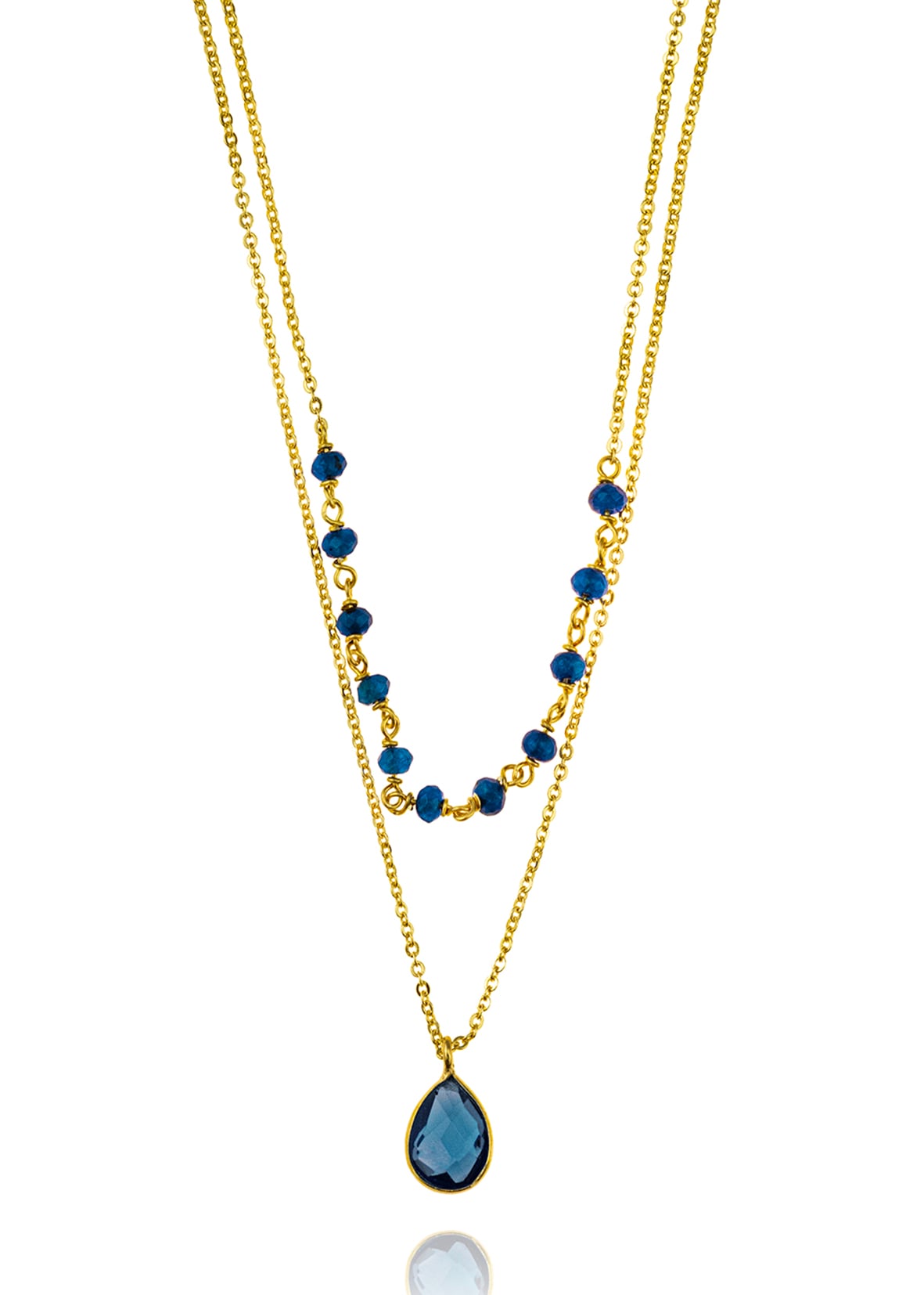 Κολιέ από ορείχαλκο με επιχρύσωση 18 καρατίων με διάφανες πέτρες