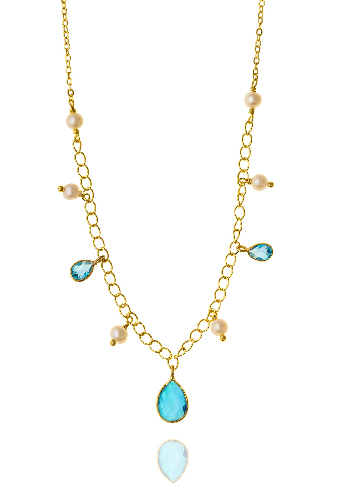 Κολιέ από ορείχαλκο με επιχρύσωση 18 καρατίων με διάφανες πέτρες