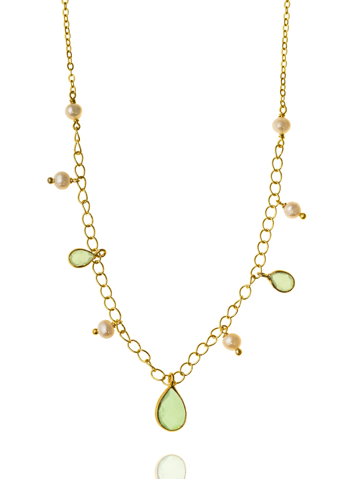 Κολιέ από ορείχαλκο με επιχρύσωση 18 καρατίων με διάφανες πέτρες