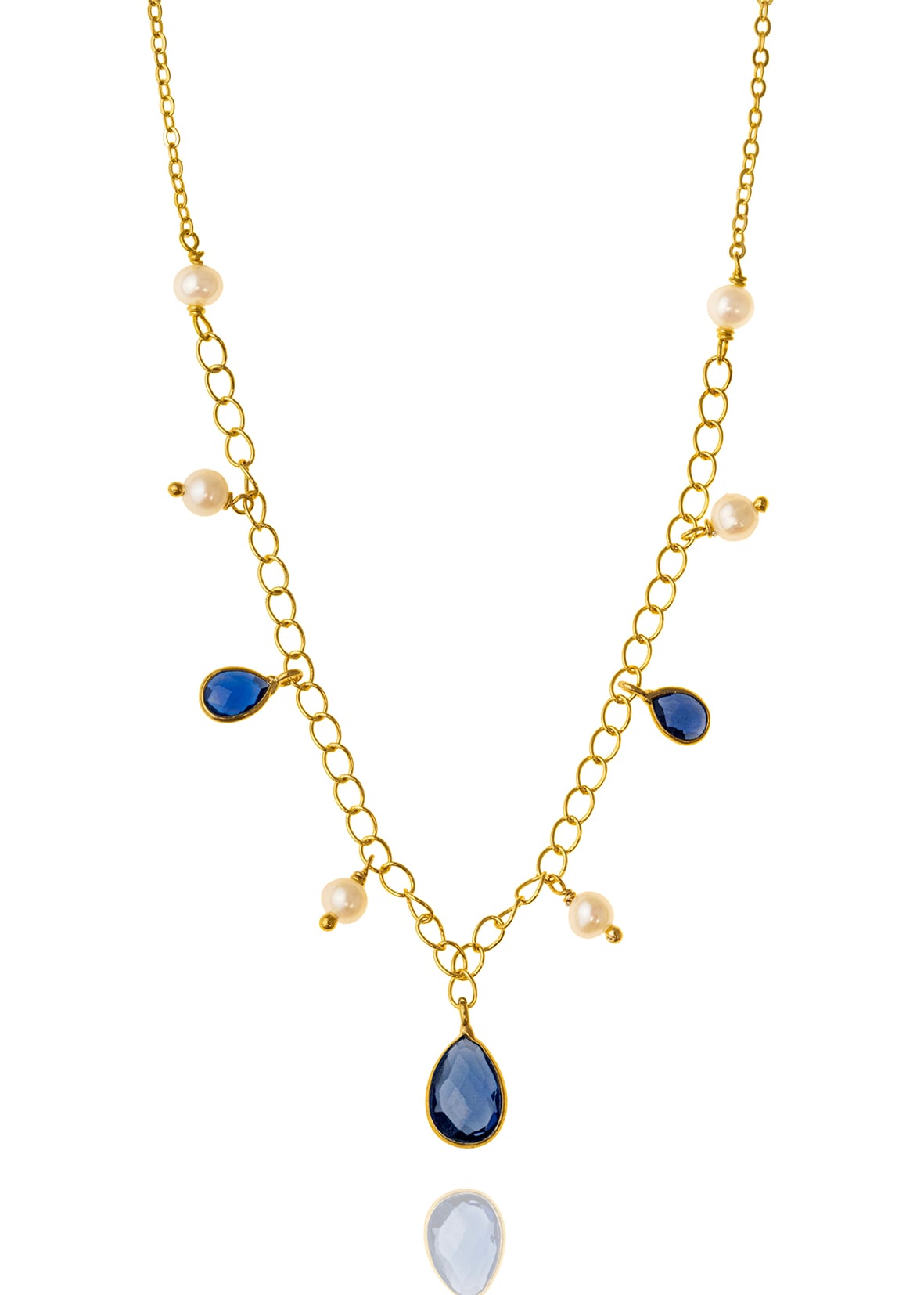 Yellow gold plated 18ct brass necklase with crystal stones
