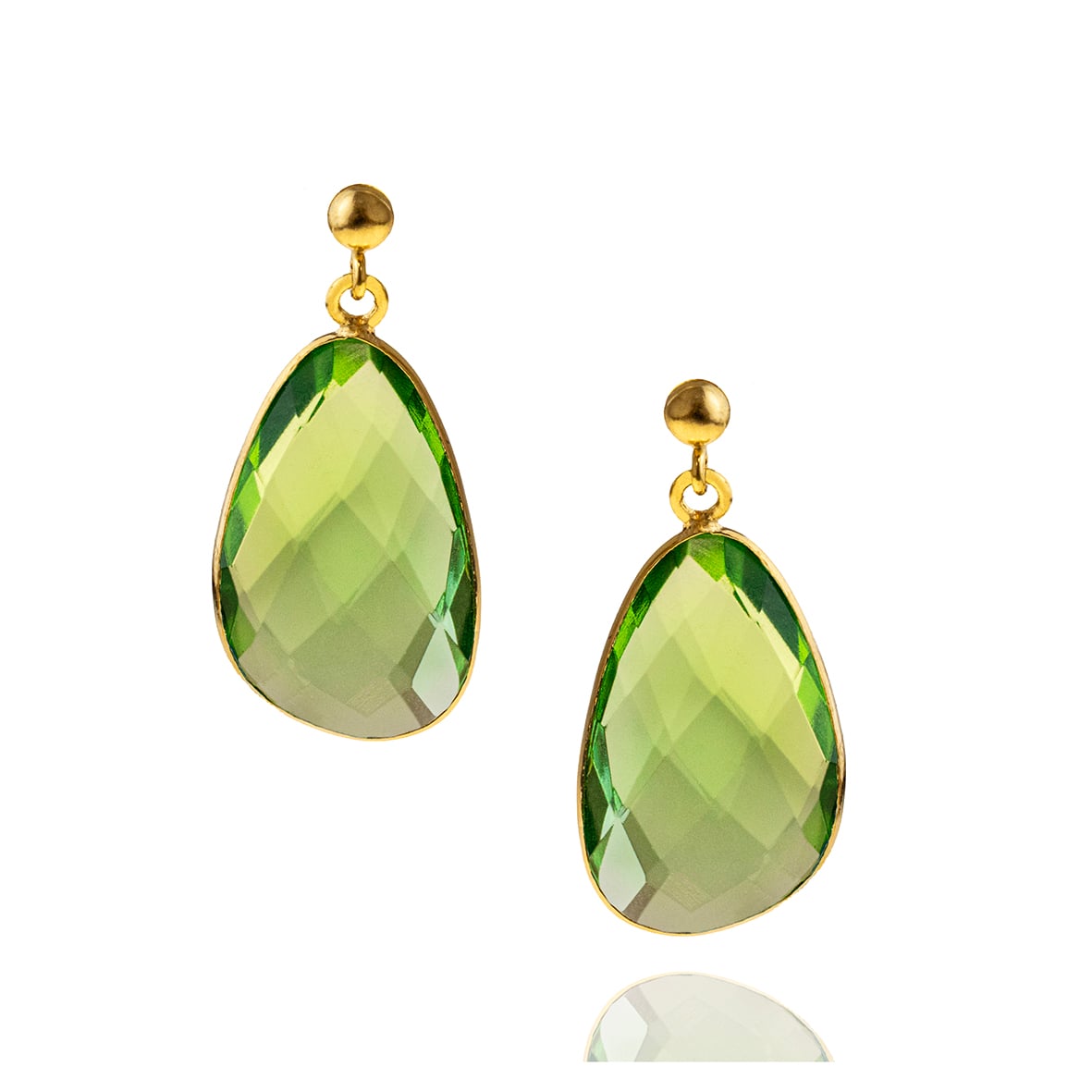 Yellow gold plated 18ct brass earings with crystal stones