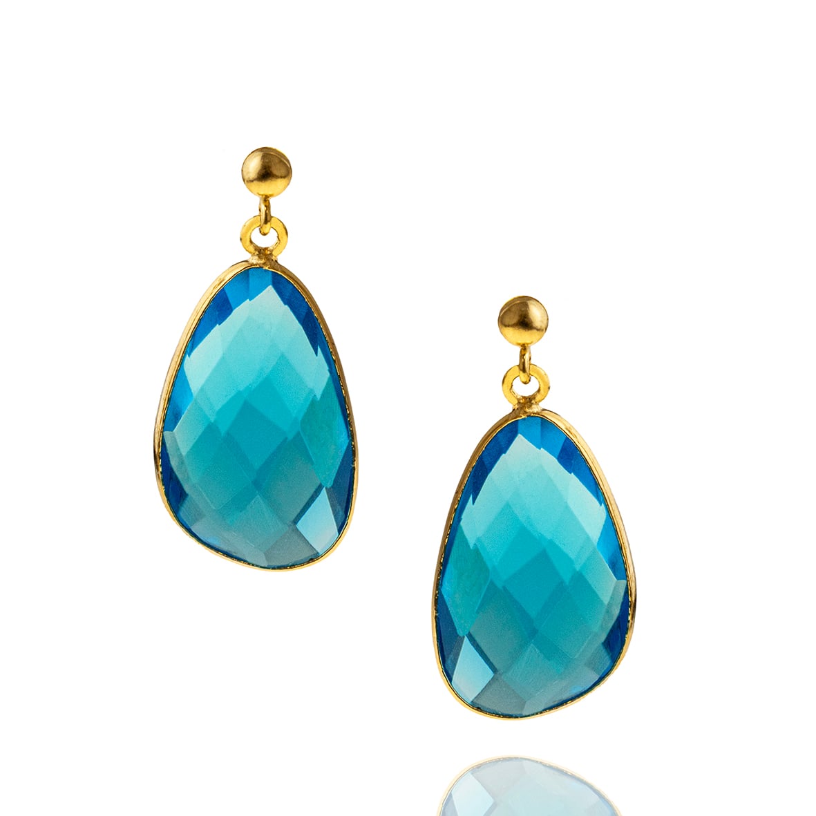 Yellow gold plated 18ct brass earings with crystal stones