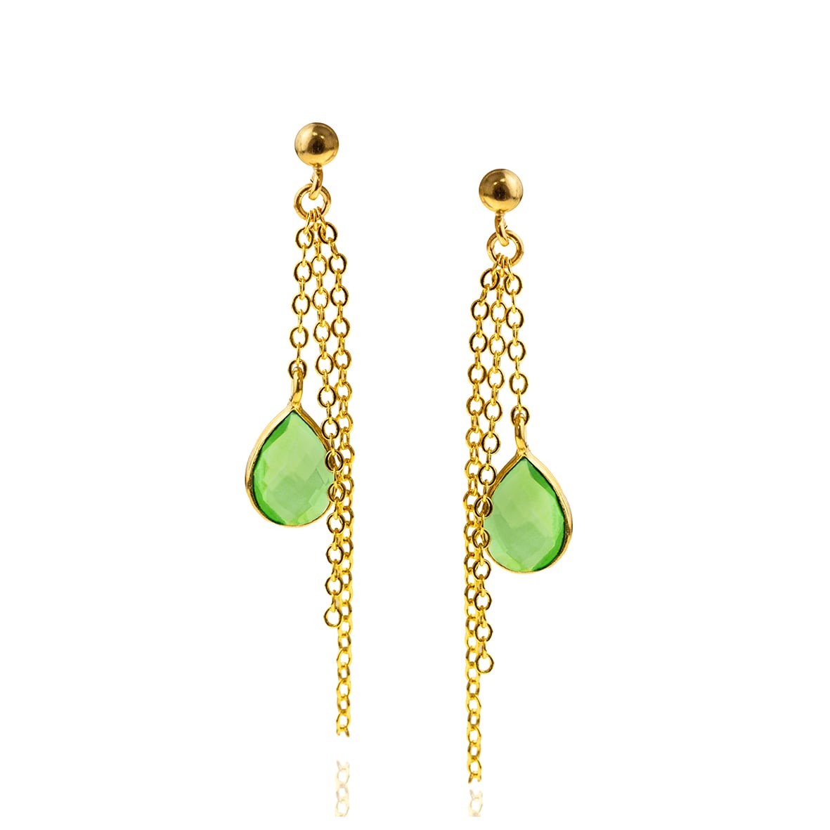 Yellow gold plated 18ct brass earings with crystal stones