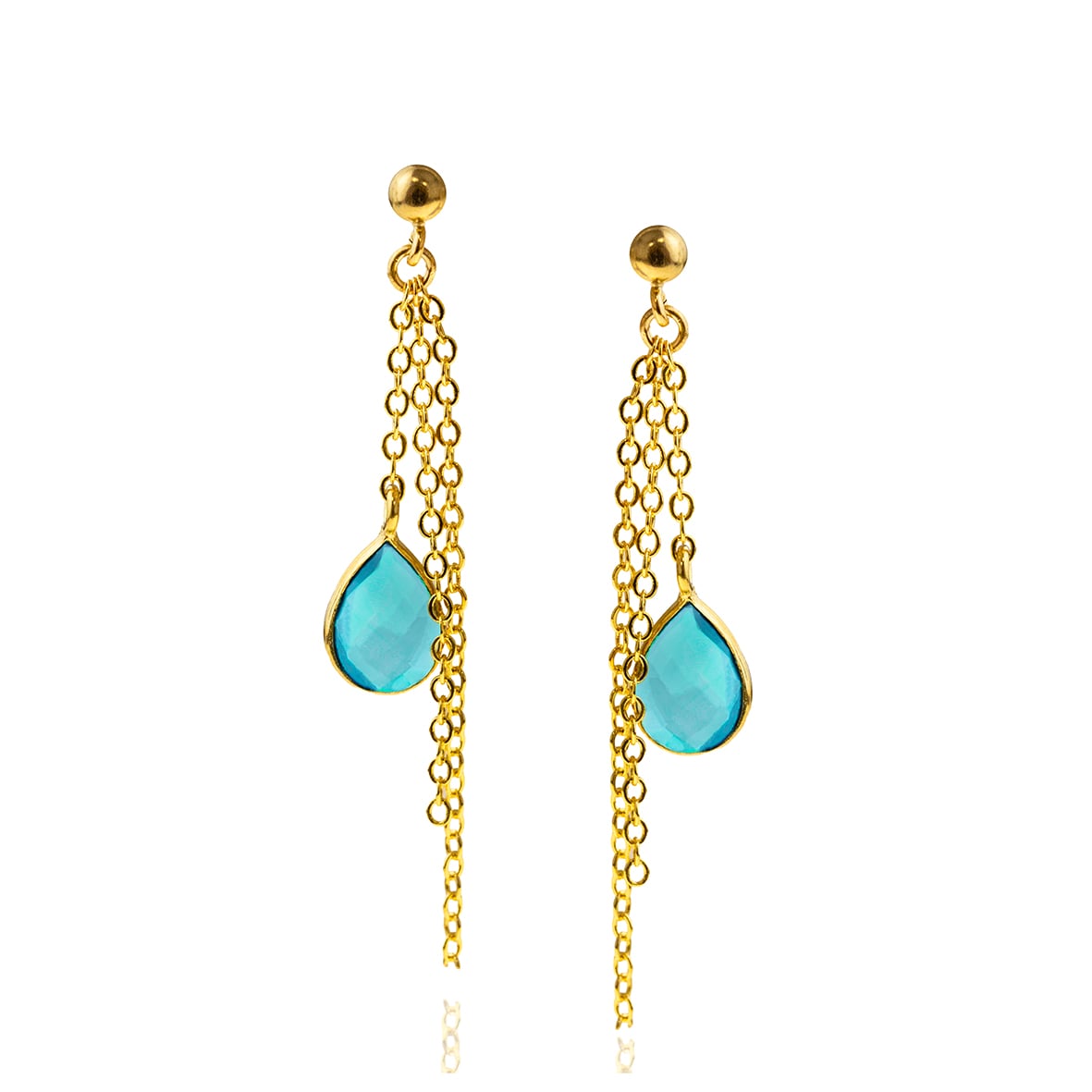 Yellow gold plated 18ct brass earings with crystal stones