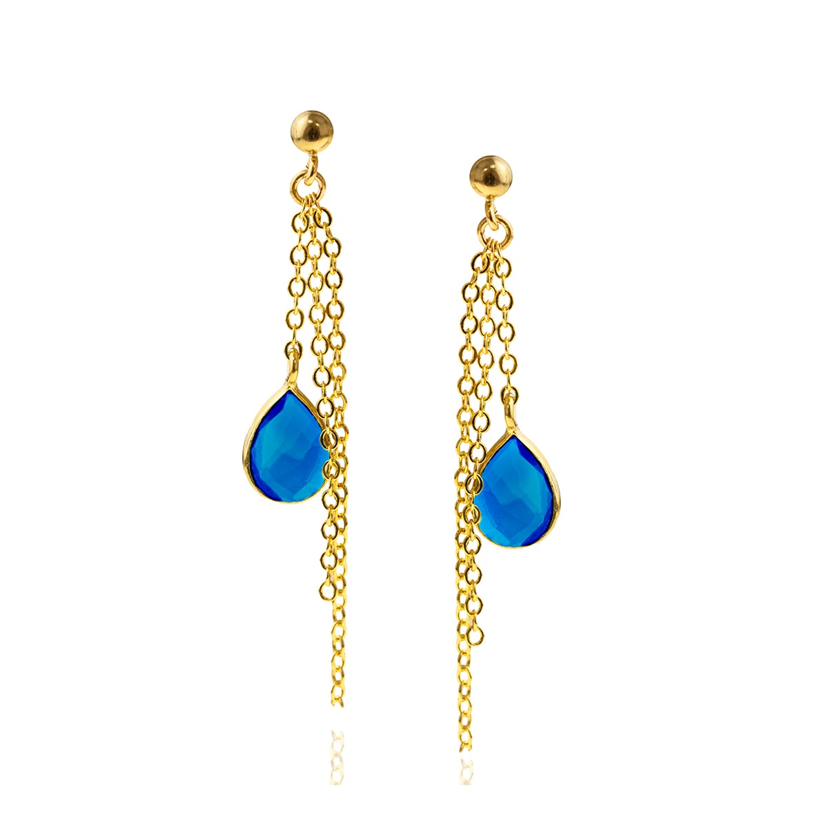 Yellow gold plated 18ct brass earings with crystal stones