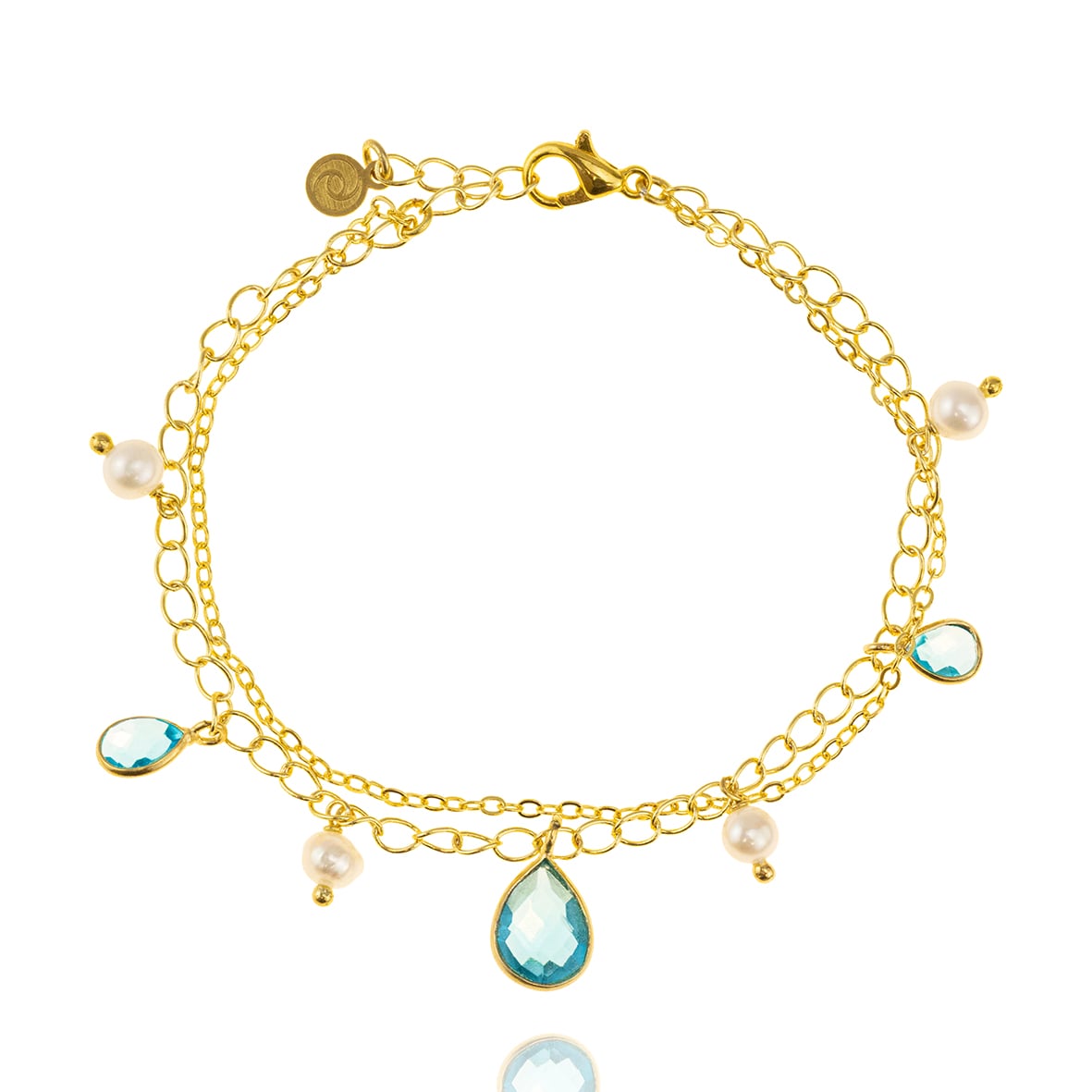 Yellow gold plated 18ct brass bracelet with crystal stones