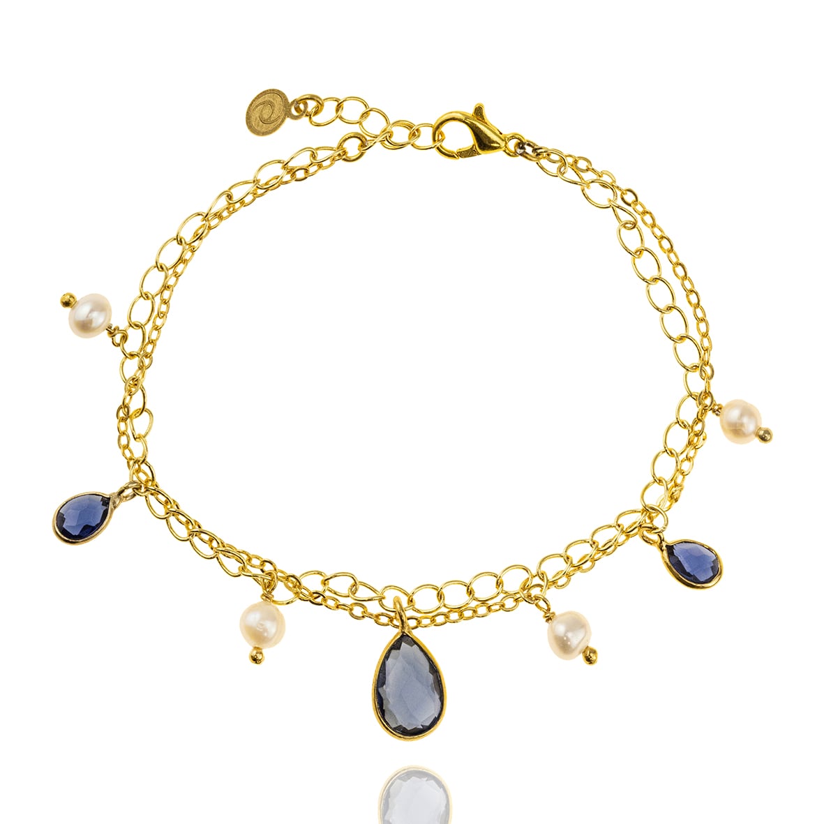 Yellow gold plated 18ct brass bracelet with crystal stones