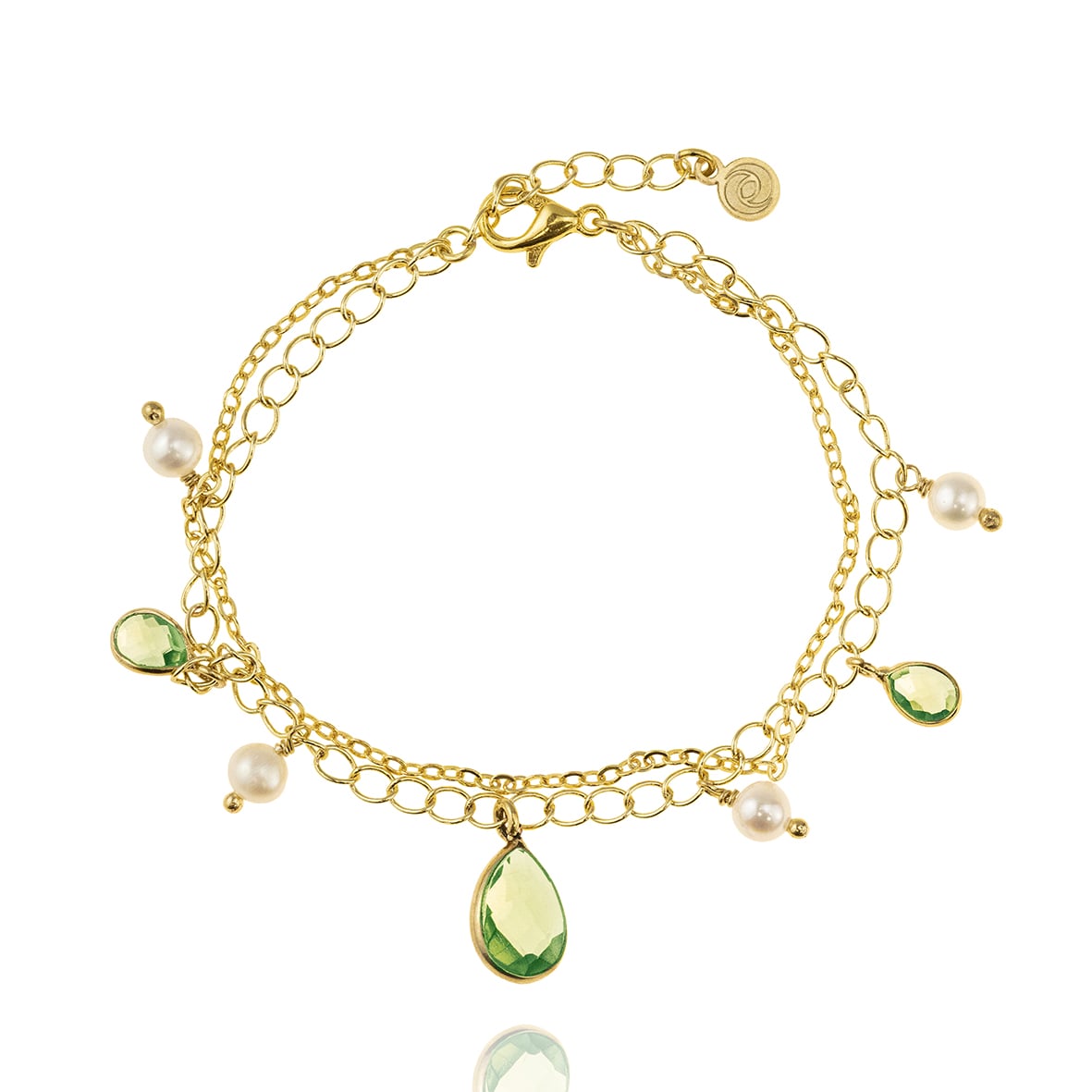 Yellow gold plated 18ct brass bracelet with crystal stones