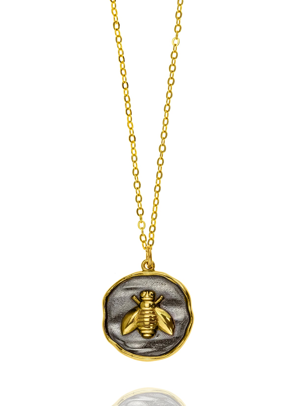 Yellow gold plated 18ct brass necklase and black rhodium plated