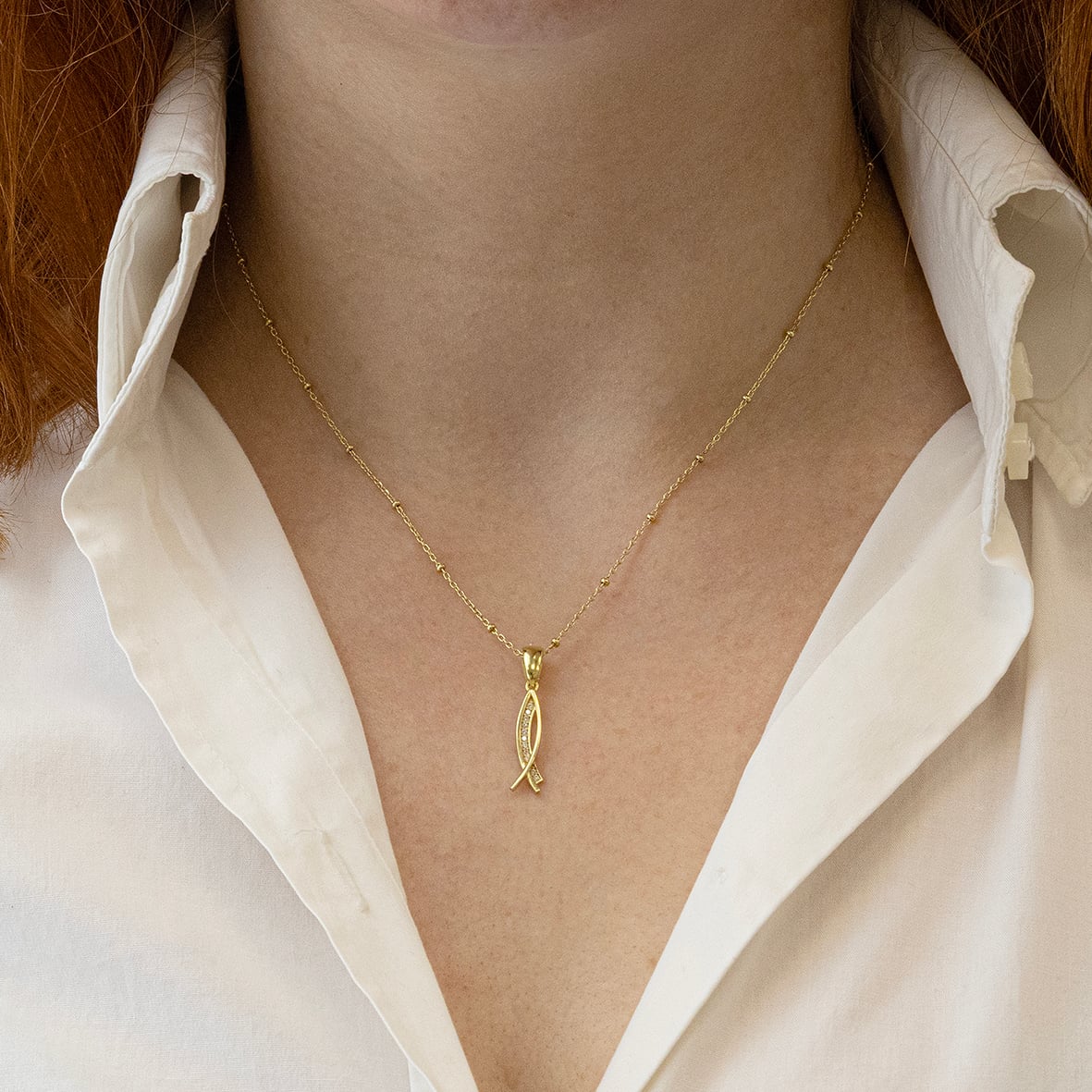 Κολιέ ασήμι 925 επιχρυσωμένο με zirconia