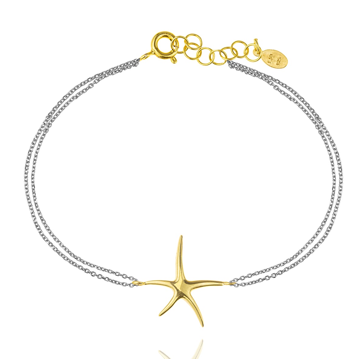 Earings silver 925 rhodium plated with yellow gold plated